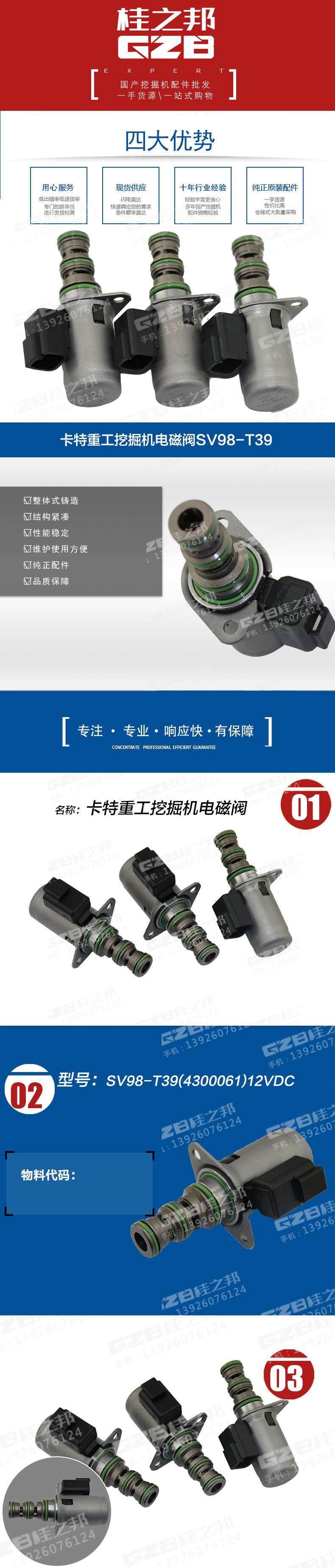 卡特重工挖掘机电磁阀